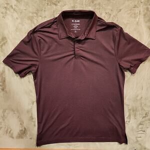 01.Algo Performance sz L Sh Polo Top burgundy n black ss quick dry uv Spf 40